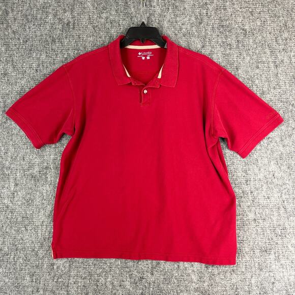 Columbia Shirt Men XXL Red Polo Short-Sleeve Heavyweight Cotton Business‎ Casual - Picture 1 of 12